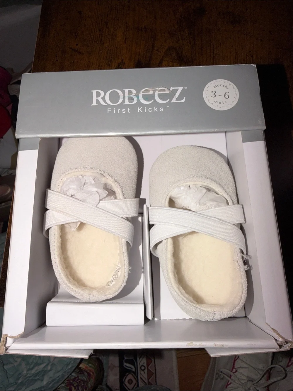 Robeez Cream Cross-Strap Baby Shoes